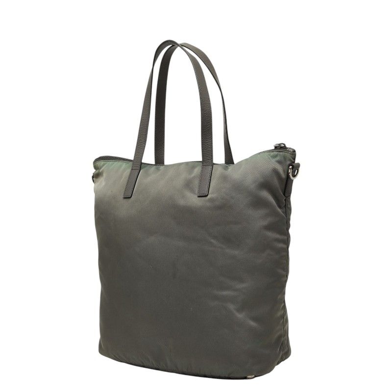 Prada 2-Way Shoulder Bag Gray Nylon Saffiano Leather — view 2