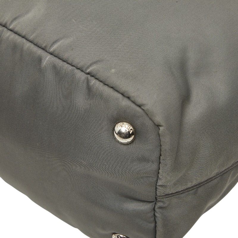 Prada 2-Way Shoulder Bag Gray Nylon Saffiano Leather — view 4