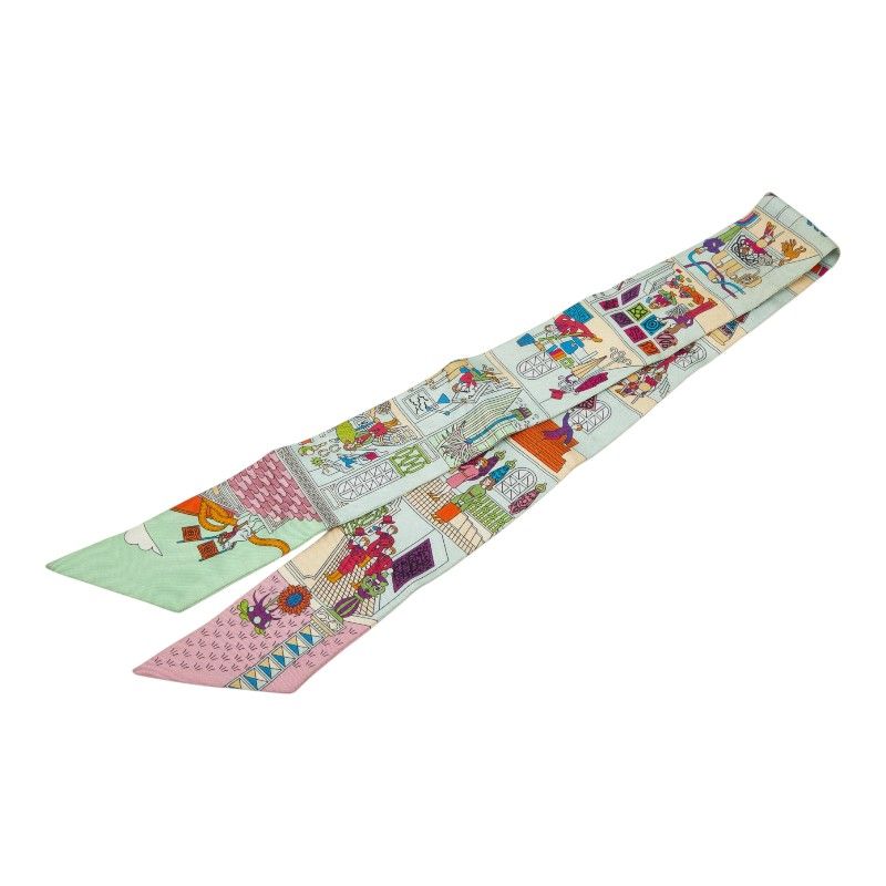 Hermes Twilly la Maison Des Carres Des Carre Scarf Light Blue Multicolor