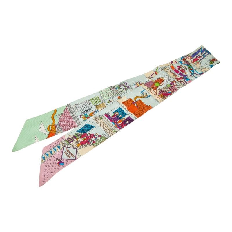 Hermes Twilly la Maison Des Carres Des Carre Scarf Light Blue Multicolor — view 2