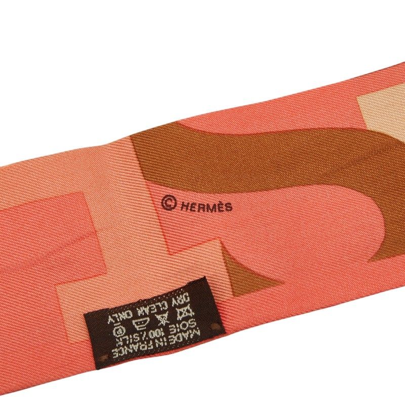 Hermes Twilly Capitales Scarf Pink Multicolor Silk — view 5