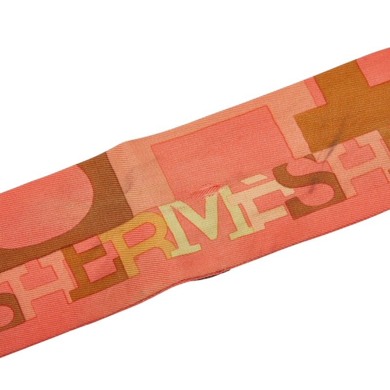 Hermes Twilly Capitales Scarf Pink Multicolor Silk — view 2