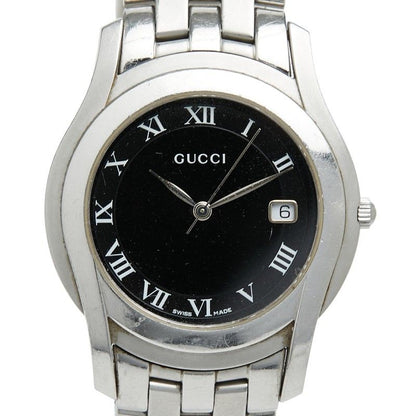 Gucci Roman Index Watch Black Silver Stainless Steel