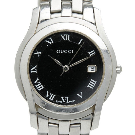 Gucci Roman Index Watch Black Silver Stainless Steel