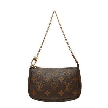 Louis Vuitton Monogram Mini Pochette Case Brown Leather 1 Shoulder