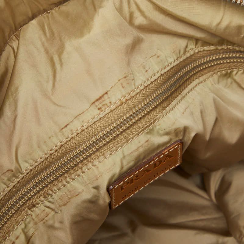 Prada Shoulder Bag Beige Canvas Leather — view 6