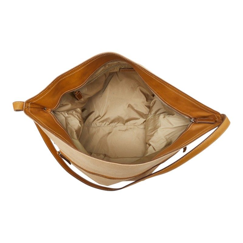 Prada Shoulder Bag Beige Canvas Leather — view 7