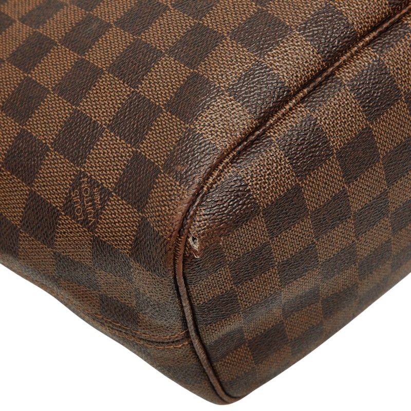 Louis Vuitton Damier Neverfull MM Tote Shoulder Bag Brown Rose Velours Leather — view 7