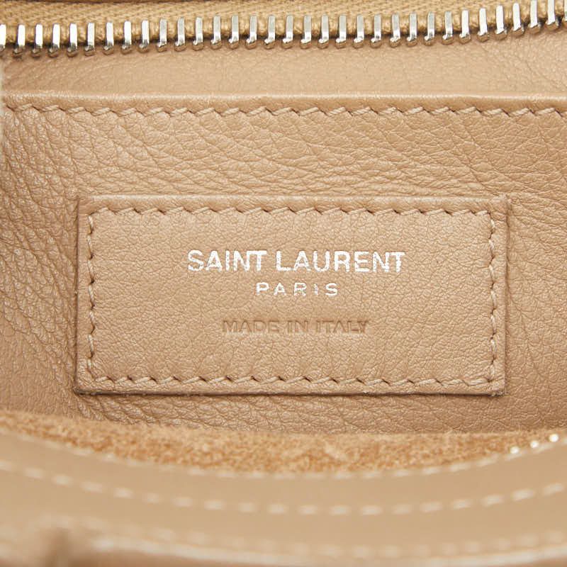 Saint Laurent Monogram Cabas Baby 2-Way Shoulder Bag Beige Silver Leather — view 9
