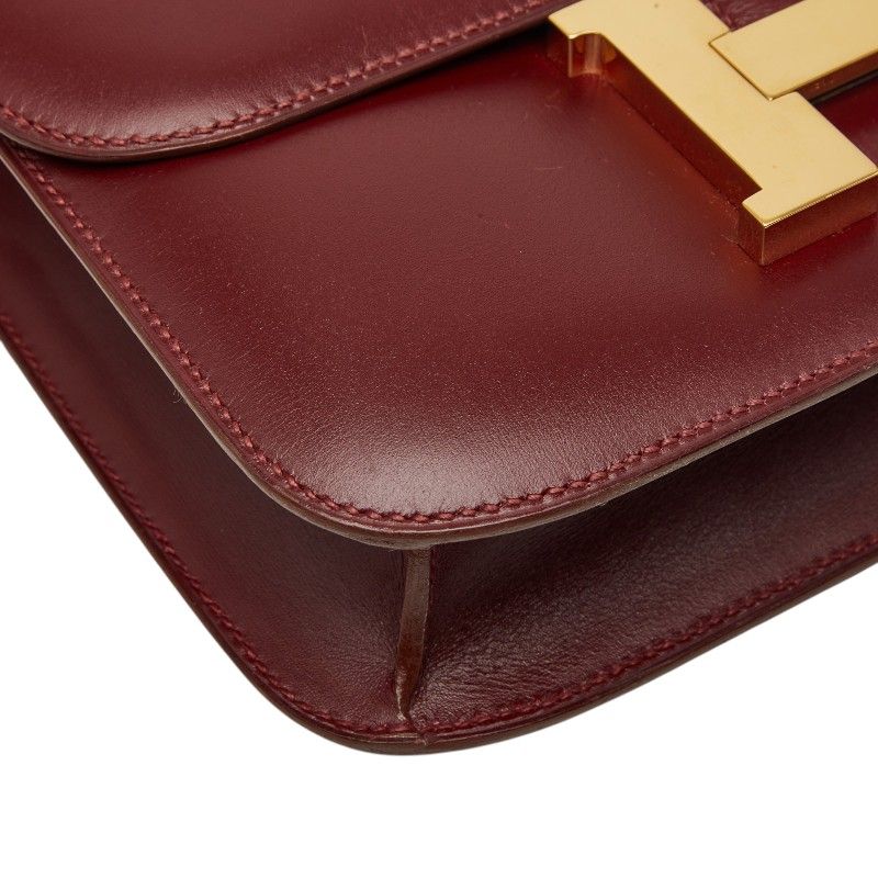 Hermes Constance 23 Shoulder Bag Rouge Ash Wine Red Box Calf — view 5
