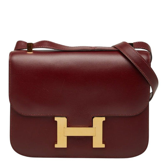 Hermes Constance 23 Shoulder Bag Rouge Ash Wine Red Box Calf