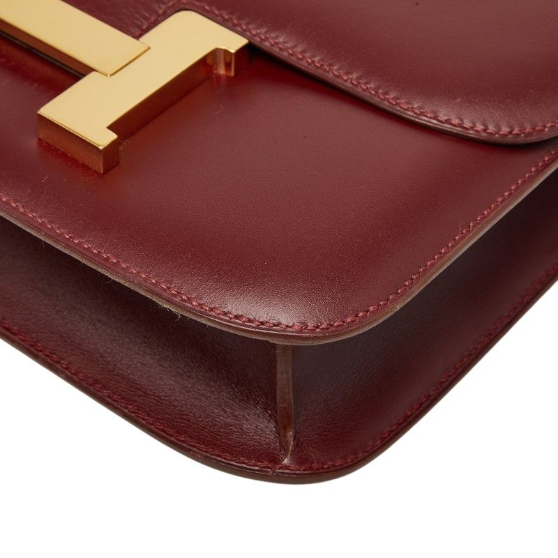 Hermes Constance 23 Shoulder Bag Rouge Ash Wine Red Box Calf — view 4