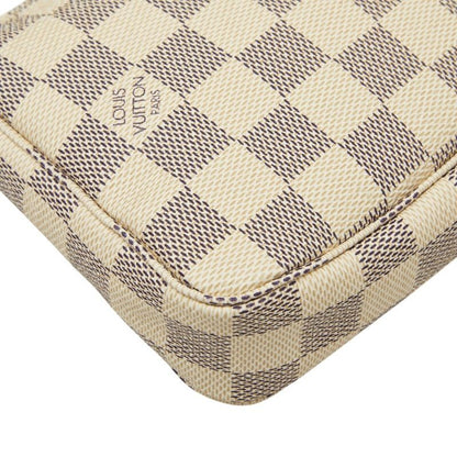 Louis Vuitton Damier Azur Pochette Handbag Pouch White Leather — view 7