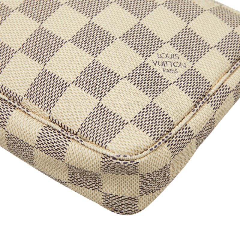 Louis Vuitton Damier Azur Pochette Handbag Pouch White Leather — view 6