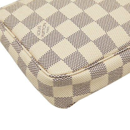 Louis Vuitton Damier Azur Pochette Handbag Pouch White Leather — view 4