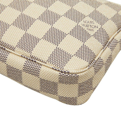 Louis Vuitton Damier Azur Pochette Handbag Pouch White Leather — view 5