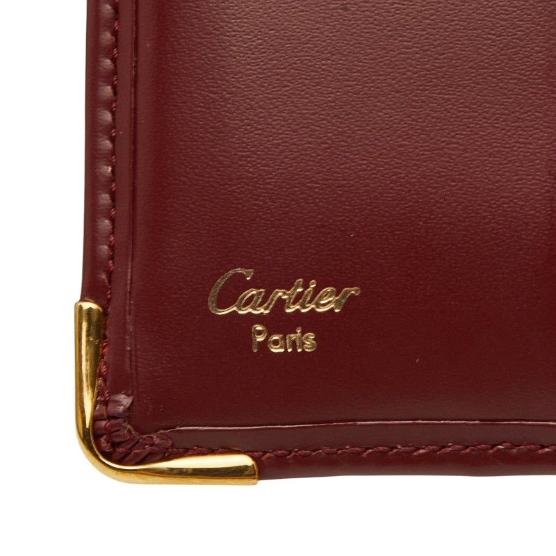 Cartier Must Line Bifold Wallet Wine Red Bordeaux Leather — view 9