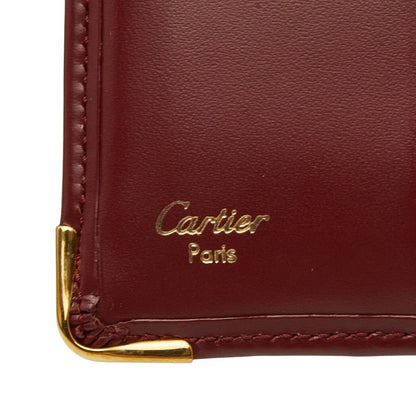 Cartier Must Line Bifold Wallet Wine Red Bordeaux Leather — view 9