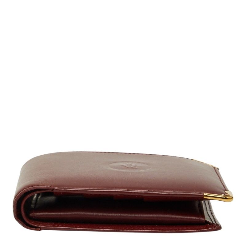 Cartier Must Line Bifold Wallet Wine Red Bordeaux Leather — view 3
