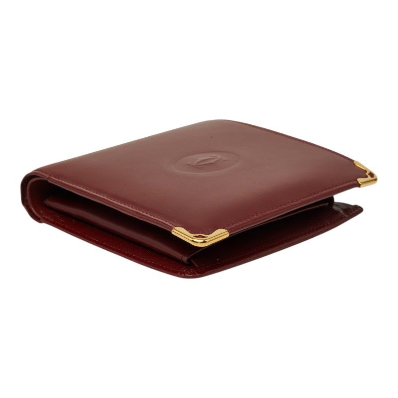 Cartier Must Line Bifold Wallet Wine Red Bordeaux Leather — view 4