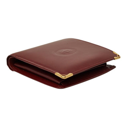 Cartier Must Line Bifold Wallet Wine Red Bordeaux Leather — view 4