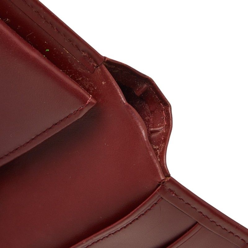 Cartier Must Line Bifold Wallet Wine Red Bordeaux Leather — view 7
