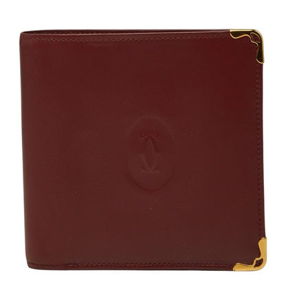 Cartier Must Line Bifold Wallet Wine Red Bordeaux Leather