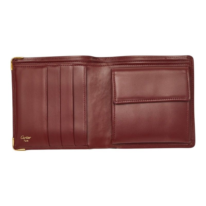 Cartier Must Line Bifold Wallet Wine Red Bordeaux Leather — view 8