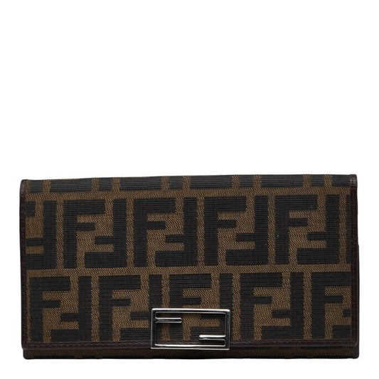 Fendi Zucca Wallet Brown Canvas Leather