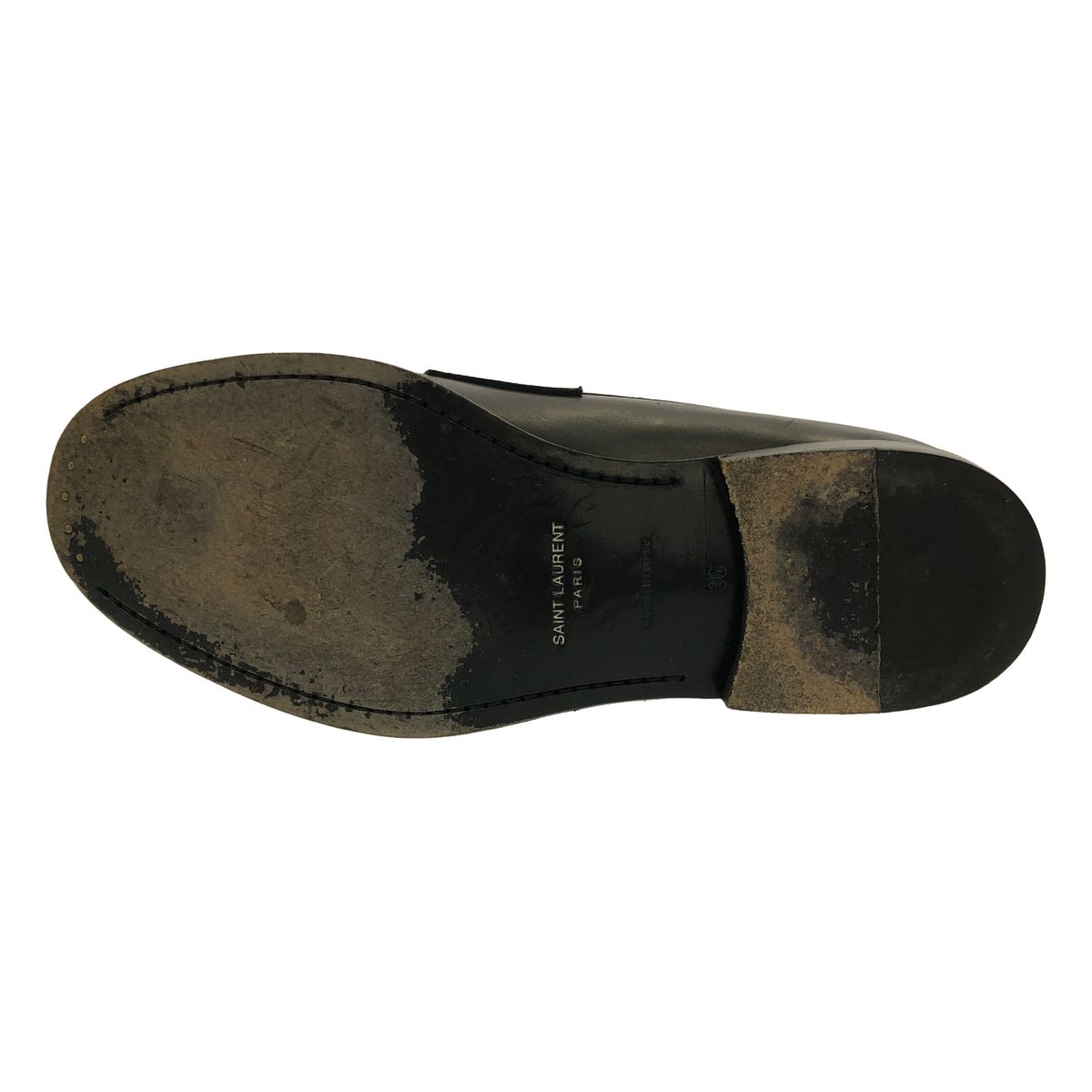 Saint Laurent Paris Leather Peni Loafers Black White — view 4