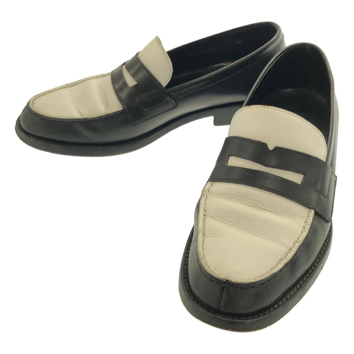 Saint Laurent Paris Leather Peni Loafers Black White