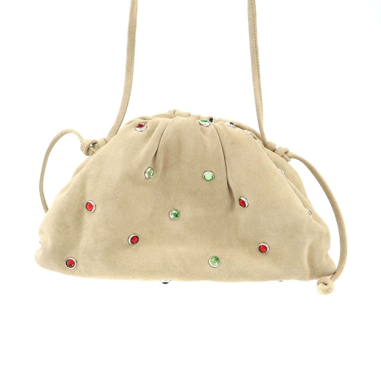 Bottega Veneta the Pouch Suede Leather Crystal Shoulder Beige — view 2
