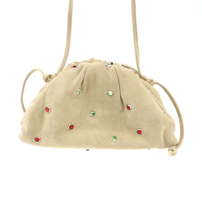 Bottega Veneta the Pouch Suede Leather Crystal Shoulder Beige — view 2
