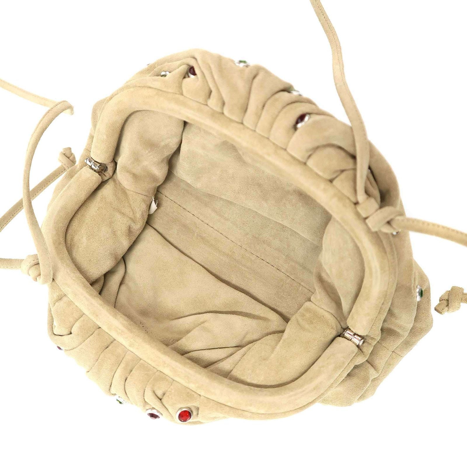 Bottega Veneta the Pouch Suede Leather Crystal Shoulder Beige — view 7