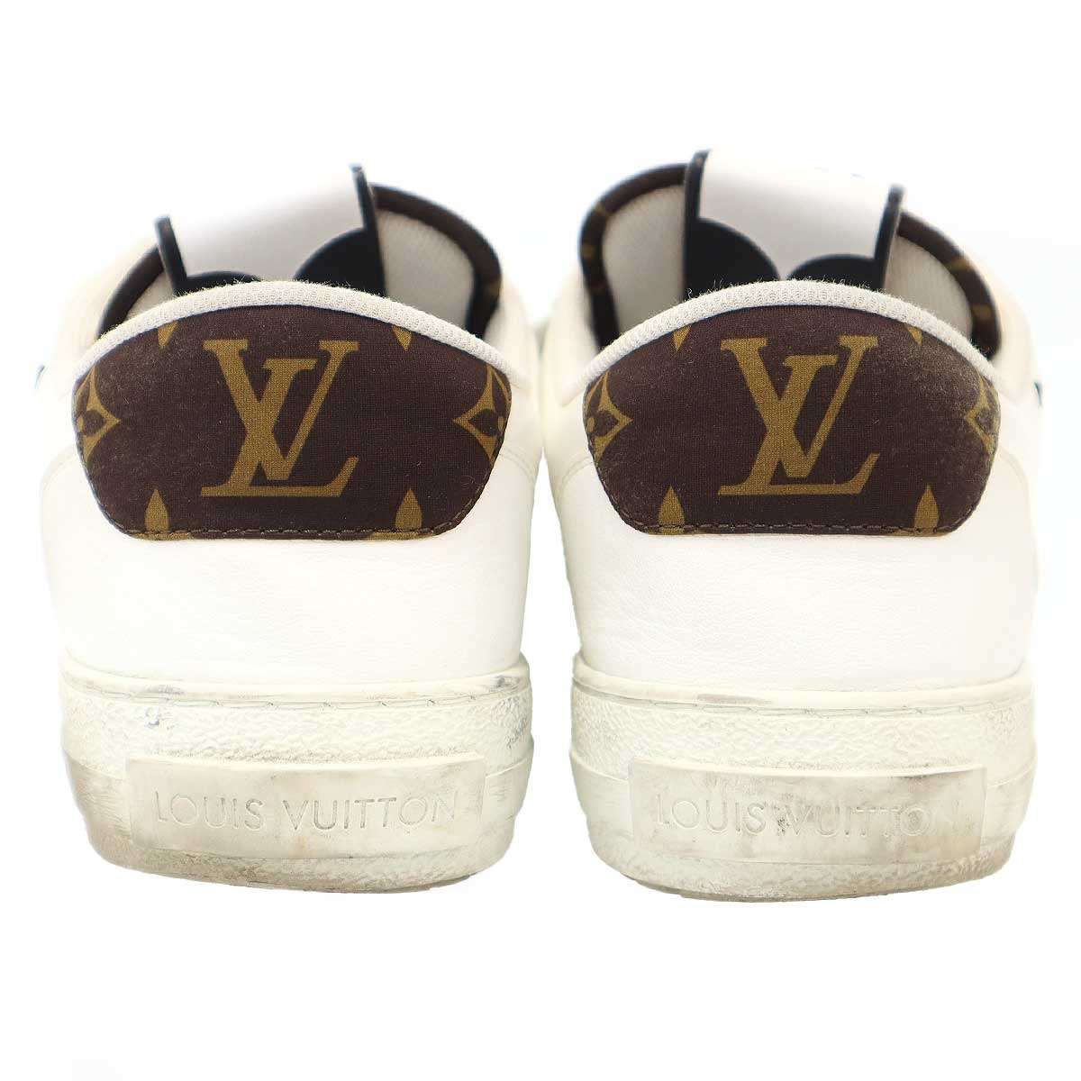 Louis Vuitton Charlie Line Low Cut Leather Sneakers White Brown — view 3