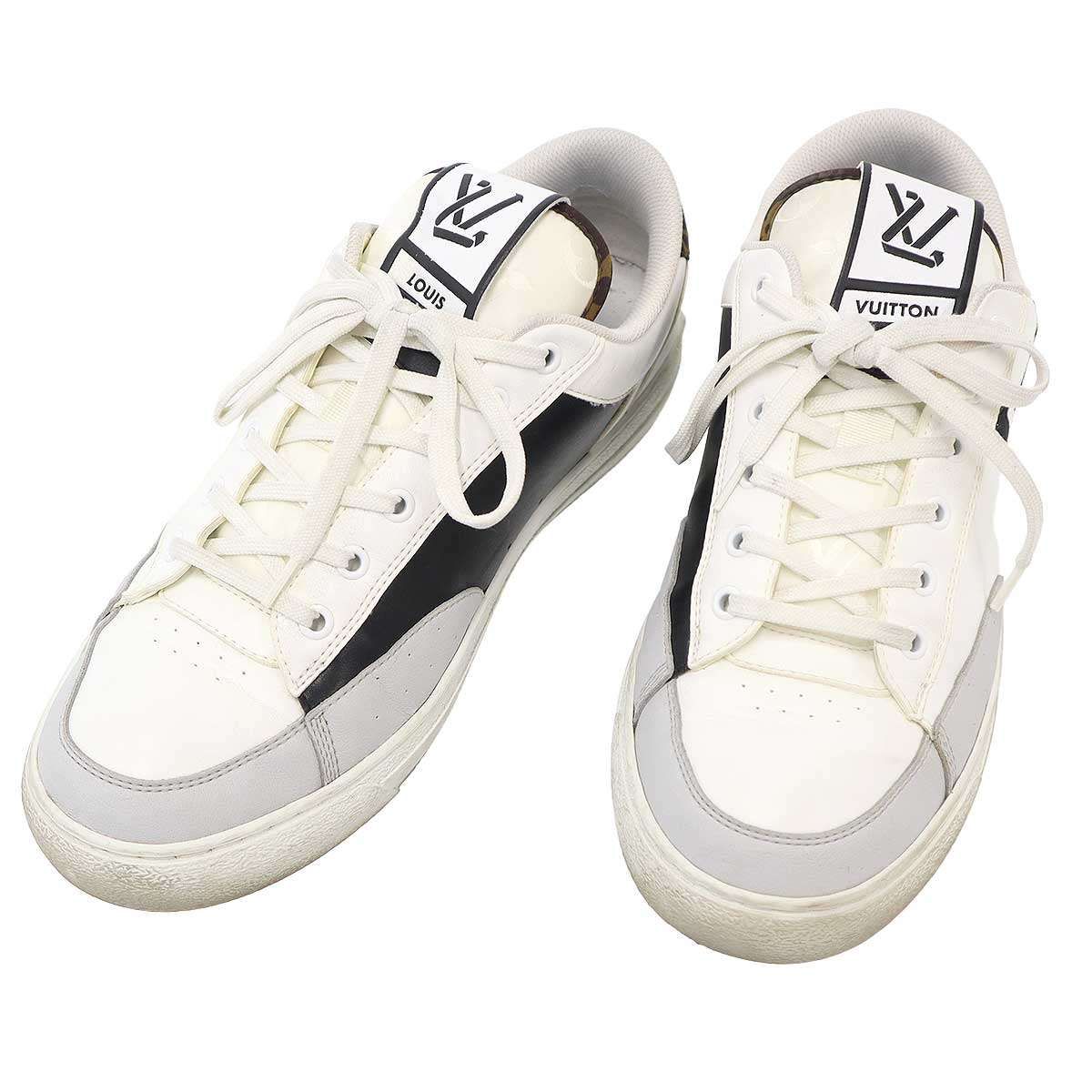 Louis Vuitton Charlie Line Low Cut Leather Sneakers White Brown