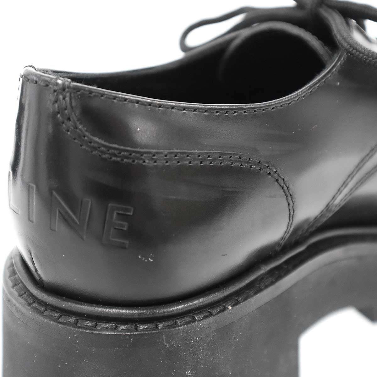 Celine Triomphe Leather Derby Shoes BE Black — view 8