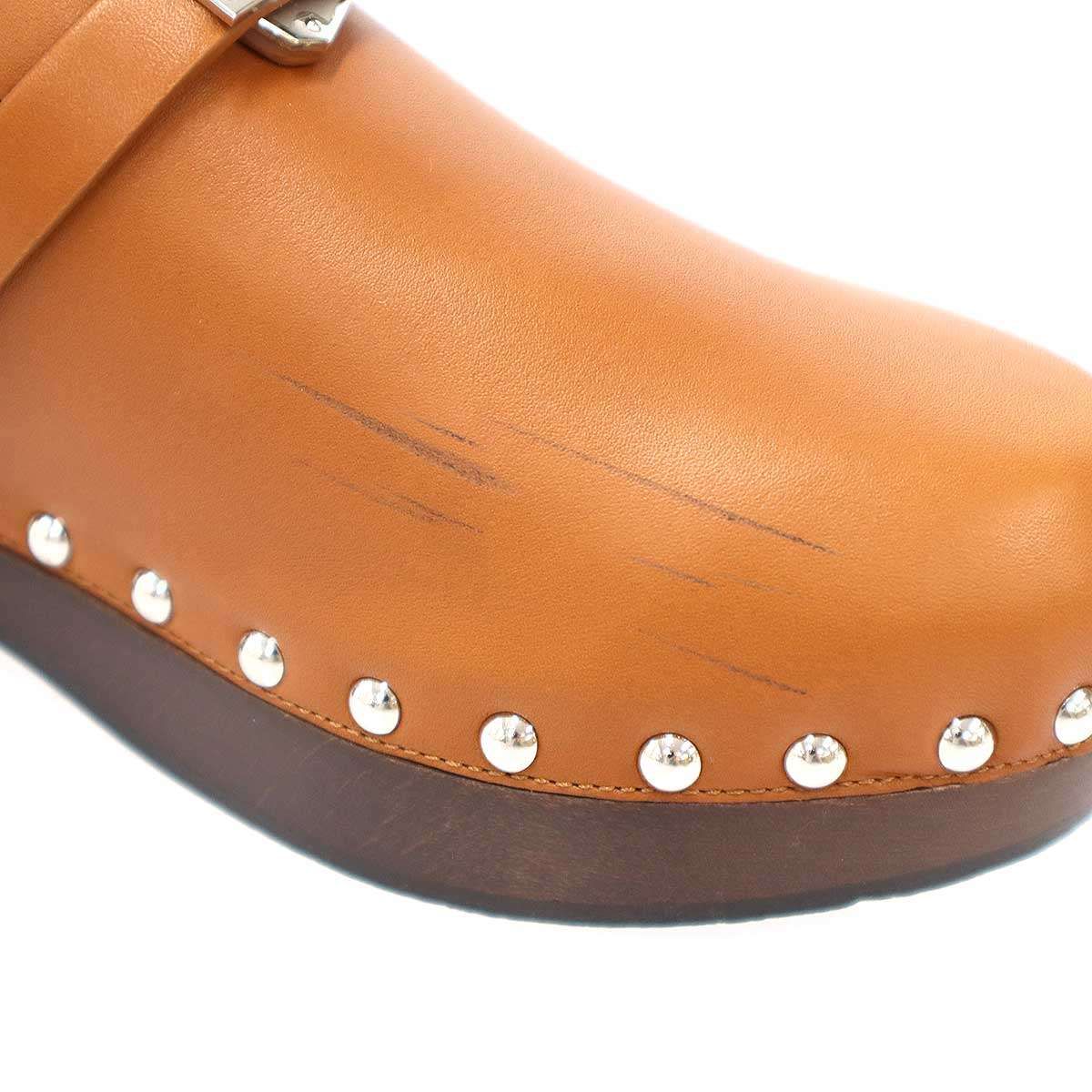 Hermes Carlotta Mule Sabo Kelly Sandals Brown — view 9
