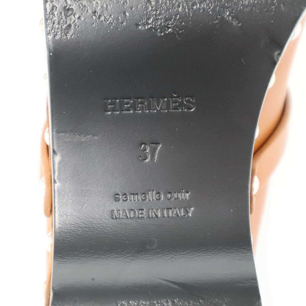 Hermes Carlotta Mule Sabo Kelly Sandals Brown — view 6