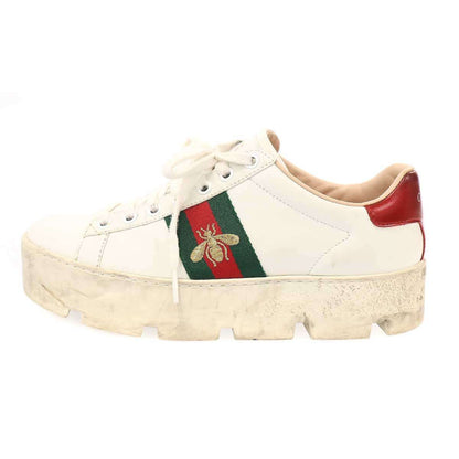 Gucci Ace Embroidery Platform Sneakers White — view 2
