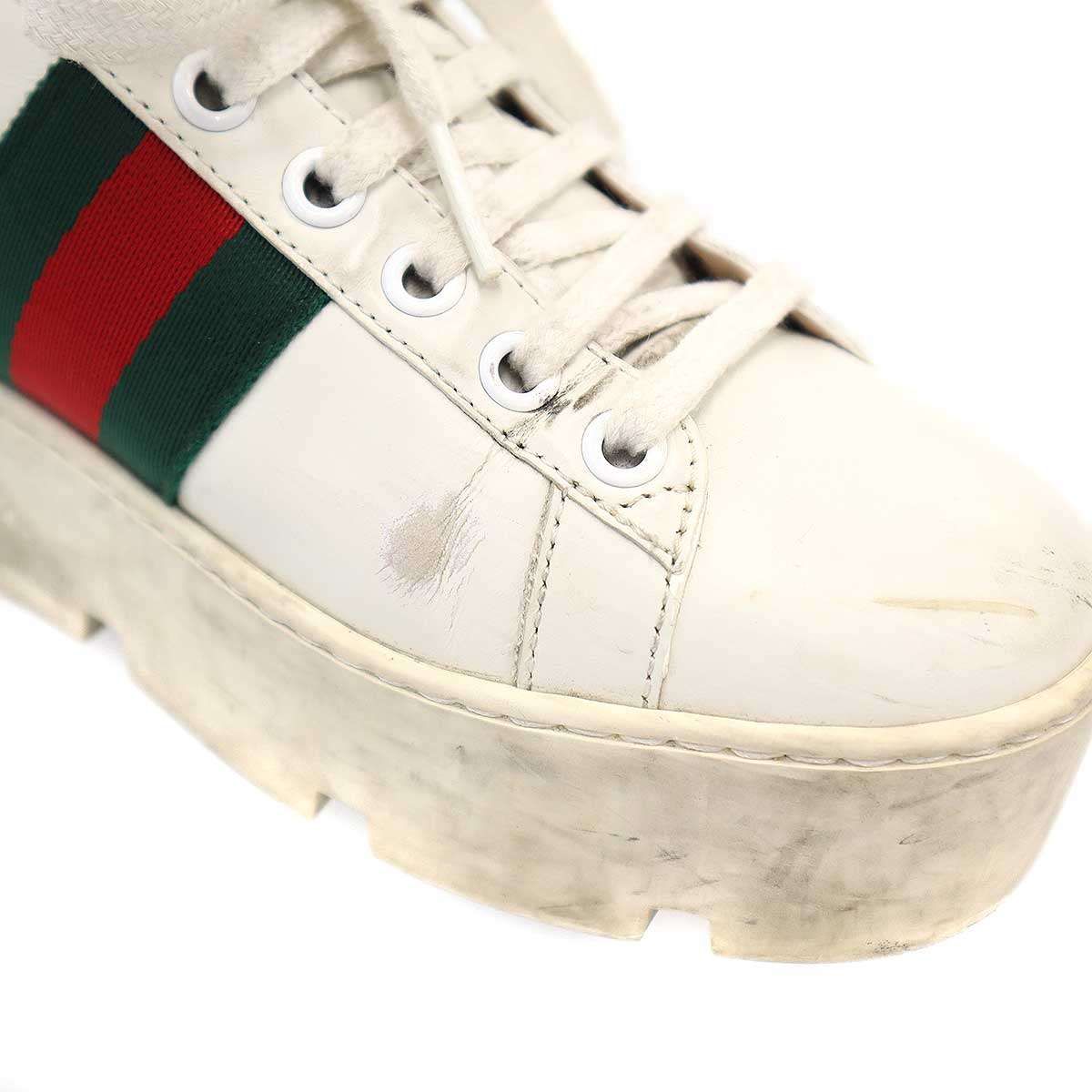 Gucci Ace Embroidery Platform Sneakers White — view 9