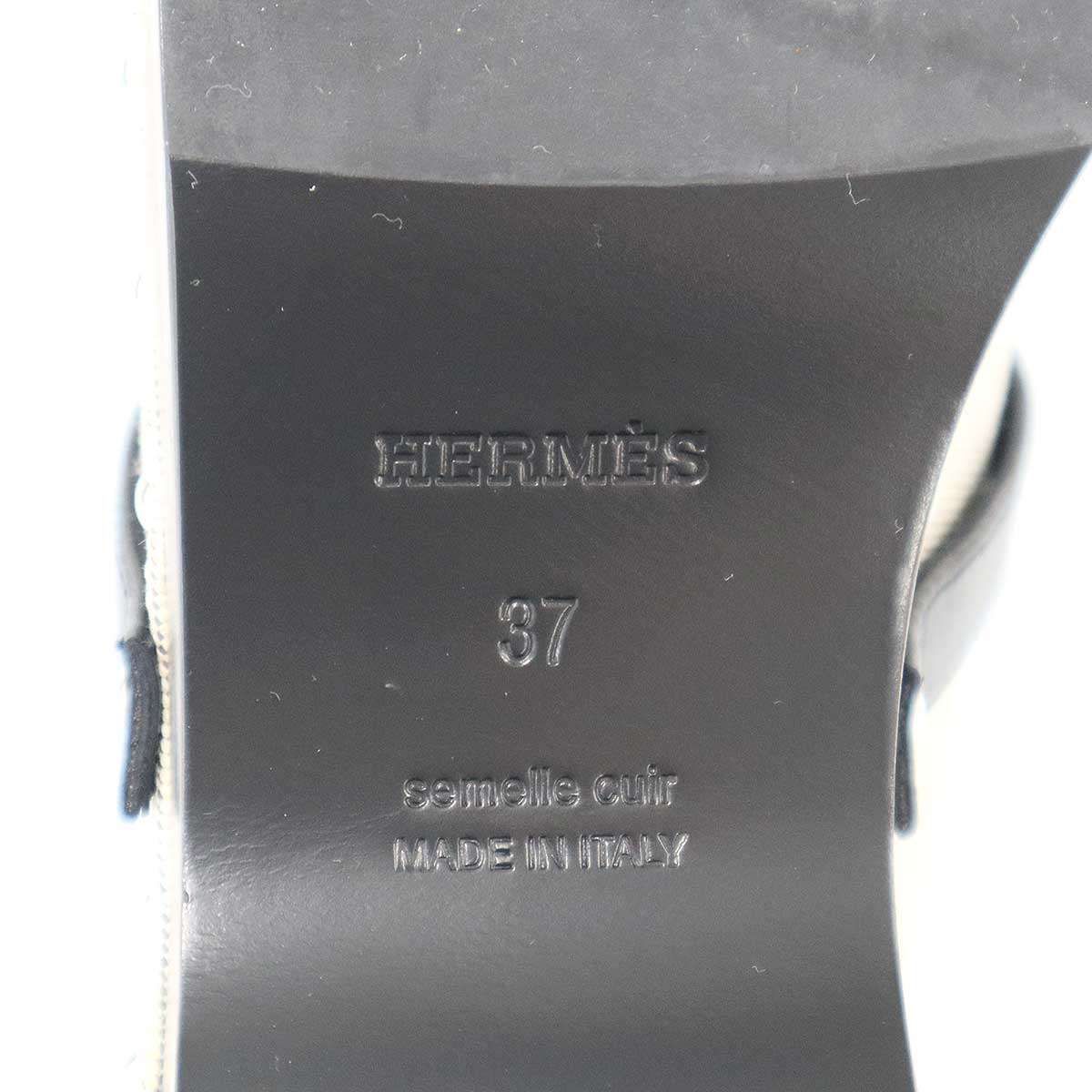 Hermes Carlotta Mule Sabo Logo Kelly Sandals Gray Black — view 6