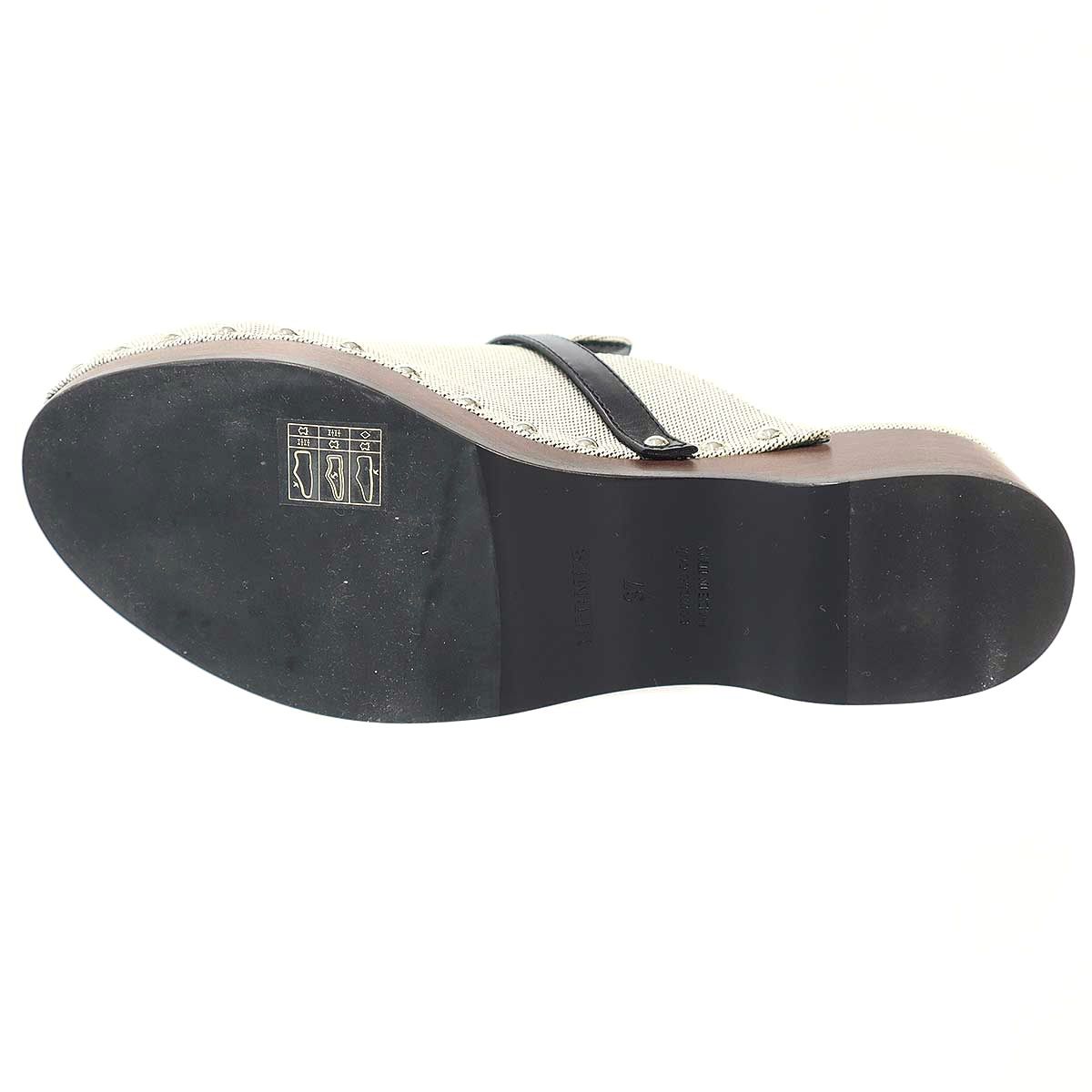 Hermes Carlotta Mule Sabo Logo Kelly Sandals Gray Black — view 4