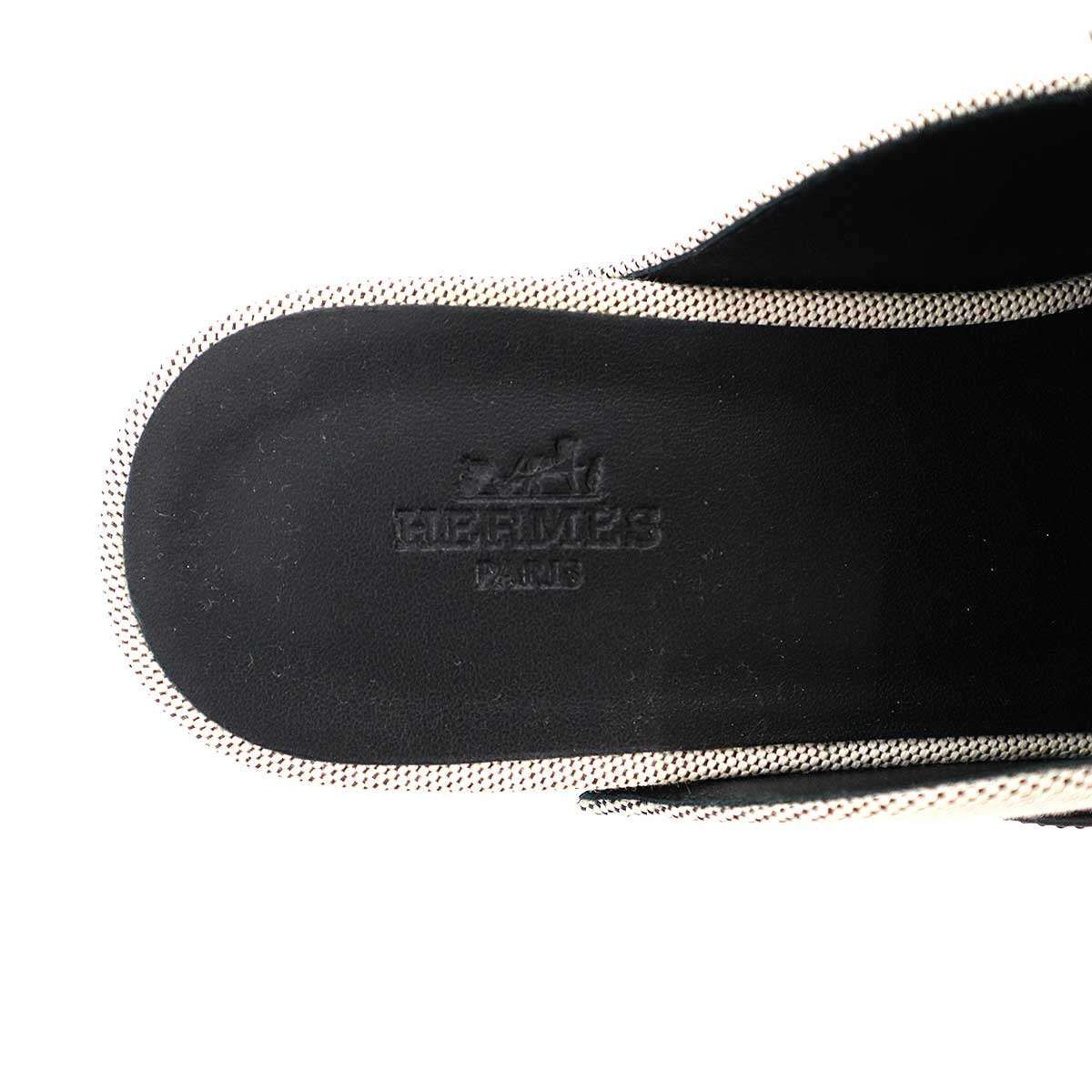 Hermes Carlotta Mule Sabo Logo Kelly Sandals Gray Black — view 5
