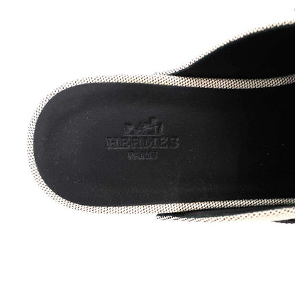 Hermes Carlotta Mule Sabo Logo Kelly Sandals Gray Black — view 5