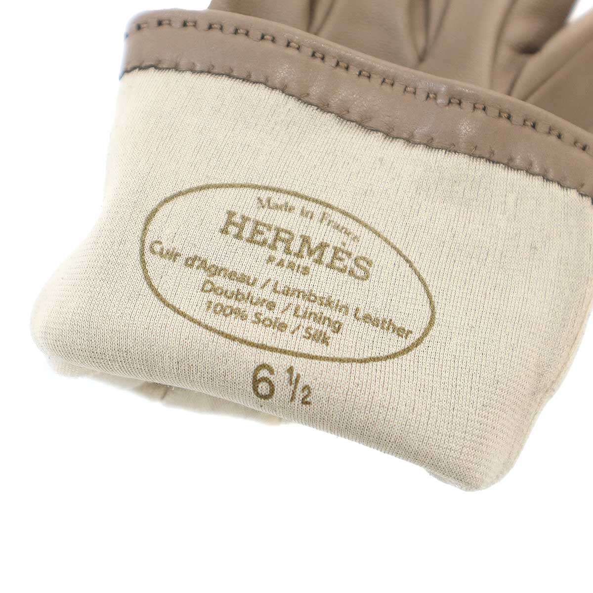 Hermes Soya Leather Gloves Beige — view 3