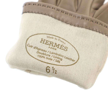 Hermes Soya Leather Gloves Beige — view 3