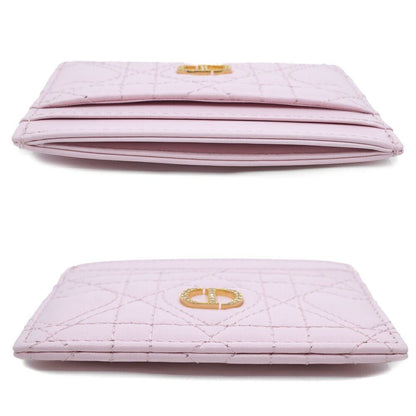 Dior Logo Rhinestone Card Case Pink Heart Quilted Leather Gold — view 3