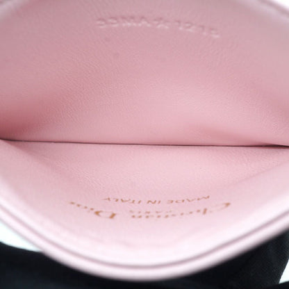 Dior Logo Rhinestone Card Case Pink Heart Quilted Leather Gold — view 7