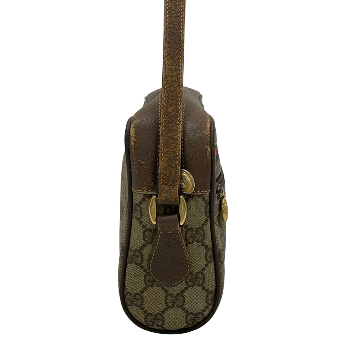 Gucci Shoulder Bag GG Plus Supreme Sherry Interlocking Dark Brown Beige Multi — view 4
